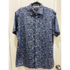 Rodd & Gunn Collared Blue Waves Button Up Short Sleeves Sz XL